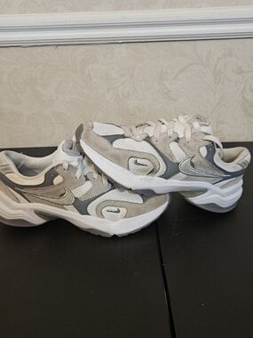 Nike Women's Al8 Gray White Mesh Suede Running Sneakers